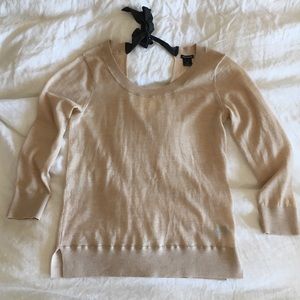 Club Monaco Cream Sweater with Ribbon Tie